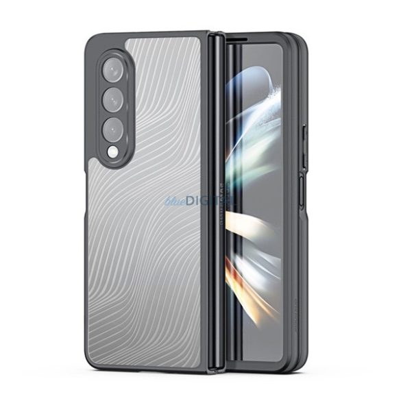 DUX DUCIS AIMO műanyag telefonvédő (közepesen ütésálló, szilikon keret, kamera védelem, matt, hullám minta) FEKETE Samsung Galaxy Z Fold4 5G (SM-F936)