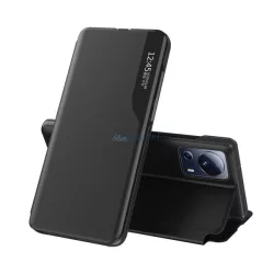   Tok álló, ECO bőr hatású (aktív FLIP, oldalra nyíló, asztali tartó funkció, hívószám kijelzés, View Window) FEKETE Xiaomi 13 Lite