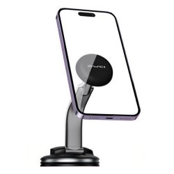   AWEI X45 autós tartó (műszerfalra, öntapadó, mágneses, állítható, alumínium) FEKETE 