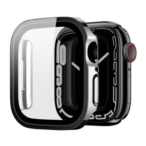 DUX DUCIS HAMO műanyag keret (ütésállóság, fém hatás + kijelzővédő) FEKETE Apple Watch Series 6 40mm