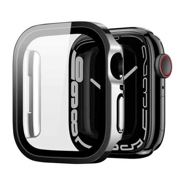 DUX DUCIS HAMO műanyag keret (ütésállóság, fém hatás + kijelzővédő) FEKETE Apple Watch Series 6 40mm