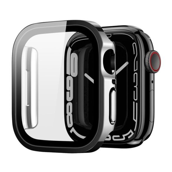 DUX DUCIS HAMO műanyag keret (BUMPER, közepesen ütésálló, fém hatás) FEKETE Apple Watch Series 7 45mm