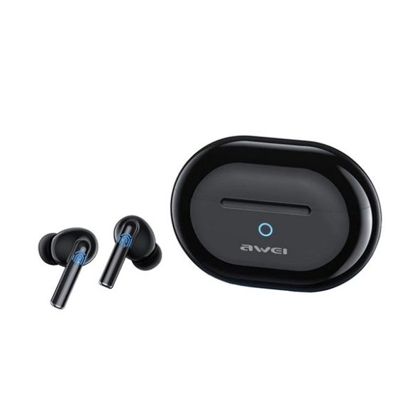 AWEI T61 bluetooth fülhallgató SZTEREO (v5.3, TWS, mikrofon, zajszűrő, IPX6 vízálló + töltőtok) FEKETE