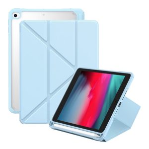 BASEUS MINIMALIST tok álló, bőr hatású (aktív FLIP, oldalra nyíló, TRIFOLD, asztali tartó, ceruza tartó) VILÁGOSKÉK Apple IPAD mini 4, Apple IPAD mini 5 (2019)