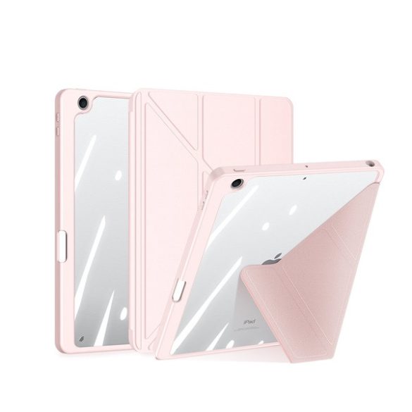 DUX DUCIS MAGI ORIGAMI tok álló, bőr hatású (aktív FLIP, oldalra nyíló, TRIFOLD, asztali tartó, ceruza tartó) RÓZSASZÍN Apple IPAD 10.9 (2022)