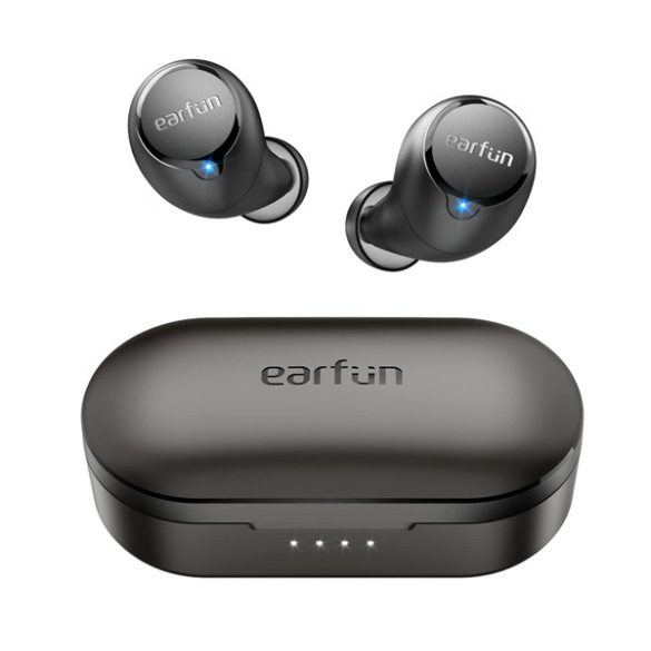 EARFUN FREE 1S bluetooth fülhallgató SZTEREO (v5.0, TWS, mikrofon, zajszűrő, IPX7 vízálló + töltőtok) FEKETE