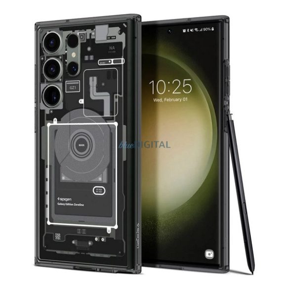 SPIGEN ULTRA HYBRID ZERO ONE műanyag telefonvédő (közepesen ütésálló, Magsafe kompatibilis, légpárnás keret) FEKETE Samsung Galaxy S23 Ultra (SM-S918)