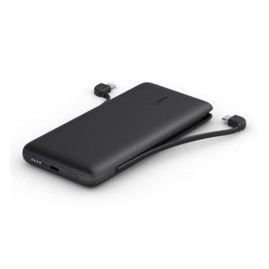 BELKIN BOOST CHARGE PLUS vésztöltő Type-C aljzat (10000mAh, 18W, PD gyorstöltő + fix Type-C+lightning kábel) FEKETE 