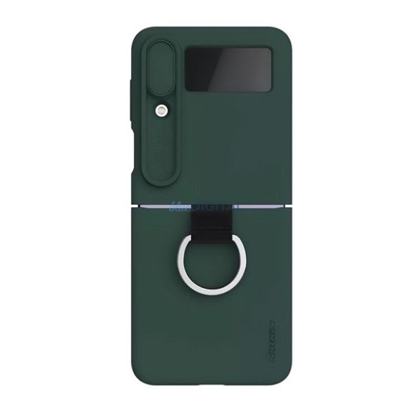 NILLKIN CAMSHIELD SILKY szilikon telefonvédő (matt, mikrofiber plüss belső, kamera védelem, környezetbarát) SÖTÉTZÖLD Samsung Galaxy Z Flip4 5G (SM-F721)
