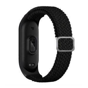 Pótszíj (egyedi méret, textil, szőtt minta) FEKETE Xiaomi MI Band 3, Xiaomi MI Band 4