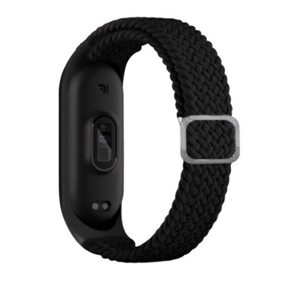 Pótszíj (egyedi méret, textil, szőtt minta) FEKETE Xiaomi Mi Band 7, Xiaomi Mi Band 6 NFC, Xiaomi Mi Band 6 , Xiaomi Mi Band 5