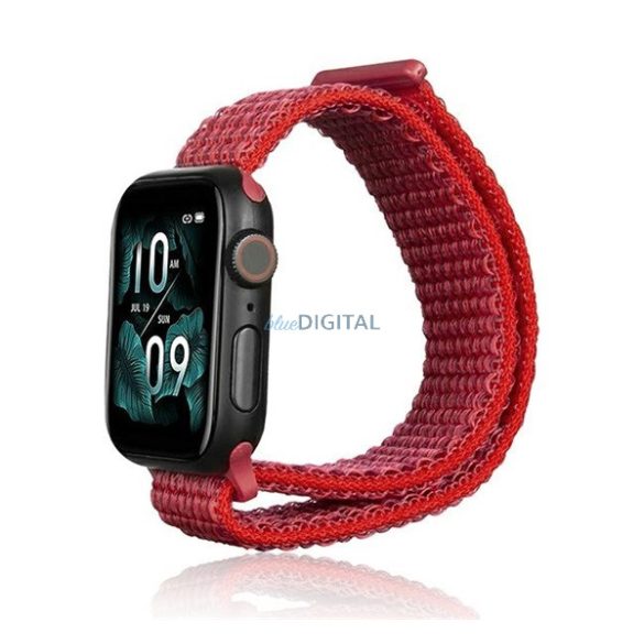 Pótszíj (egyedi méret, nagy, nylon, tépőzáras, légáteresztő) PIROS Apple Watch Series 1 42mm, Apple Watch Series 2 42mm, Apple Watch Series 3 42mm, Apple Watch Series 4 44mm, Apple Watch Series 5 44mm, Apple Watch Series 6 44mm, Apple Wa