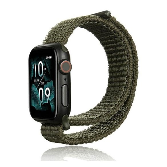 Pótszíj (egyedi méret, kicsi, nylon, tépőzáras, légáteresztő) SÖTÉTZÖLD Apple Watch Series 1 38mm, Apple Watch Series 2 38mm, Apple Watch Series 3 38mm, Apple Watch Series 4 40mm, Apple Watch Series 5 40mm, Apple Watch Series 6 40mm, Apple Wa