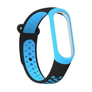 Pótszíj (egyedi méret, szilikon, lyukacsos, légáteresztő) KÉK / FEKETE Xiaomi Mi Band 7, Xiaomi Mi Band 6 , Xiaomi Mi Band 5, Xiaomi Mi Band 6 NFC