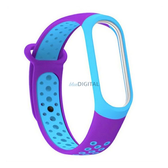 Pótszíj (egyedi méret, szilikon, lyukacsos, légáteresztő) KÉK/LILA Xiaomi Mi Band 7, Xiaomi Mi Band 6 , Xiaomi Mi Band 5