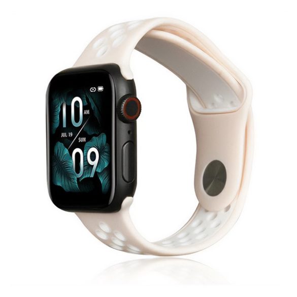 Pótszíj (egyedi méret, nagy, szilikon, lyukacsos, légáteresztő) RÓZSASZÍN Apple Watch Series 1 42mm, Apple Watch Series 2 42mm, Apple Watch Series 3 42mm, Apple Watch Series 4 44mm, Apple Watch Series 5 44mm, Apple Watch Series 6 44mm, Apple Wa