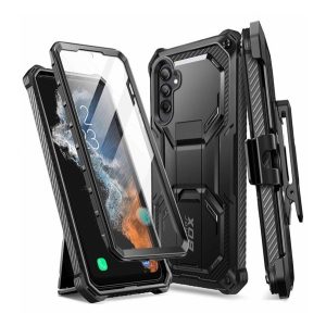 SUPCASE ARMORBOX defender műanyag telefonvédő (közepesen ütésálló, légpárnás sarok, övre csíptethető) FEKETE Samsung Galaxy A54 5G (SM-A546)