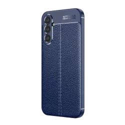   Szilikon telefonvédő (közepesen ütésálló, bőr hatású, varrás minta) SÖTÉTKÉK Samsung Galaxy A34 5G (SM-A346)