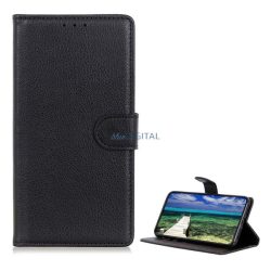   Tok álló, bőr hatású (FLIP, oldalra nyíló, asztali tartó funkció, prémium) FEKETE Huawei Mate 50 Pro