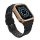 Pótszíj (egyedi méret, szilikon, ütésállóság + szilikon keret) FEKETE/ROZÉARANY Apple Watch Series 7 45mm, Apple Watch Series 8 45mm, Apple Watch Series 4 44mm, Apple Watch Series 5 44mm, Apple Watch Series 6 44mm, Apple Watch Series SE 2 44mm, Apple