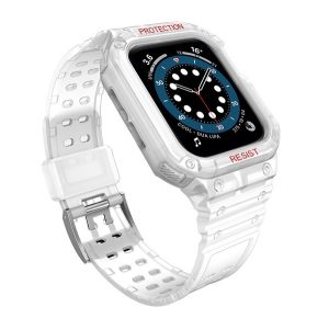 Pótszíj (egyedi méret, szilikon, ütésállóság + szilikon keret) ÁTLÁTSZÓ Apple Watch Series 7 45mm, Apple Watch Series 8 45mm, Apple Watch Series 4 44mm, Apple Watch Series 5 44mm, Apple Watch Series 6 44mm, Apple Watch Series SE 2 44mm, Apple