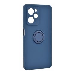   Szilikon telefonvédő (telefontartó gyűrű, mikrofiber plüss belső, beépített fémlemez, kamera védelem) SÖTÉTKÉK Xiaomi Redmi Note 12 Pro