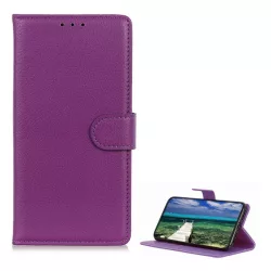   Tok álló, bőr hatású (FLIP, oldalra nyíló, asztali tartó funkció, prémium) LILA Sony Xperia 1 V (XQ-DQ72)