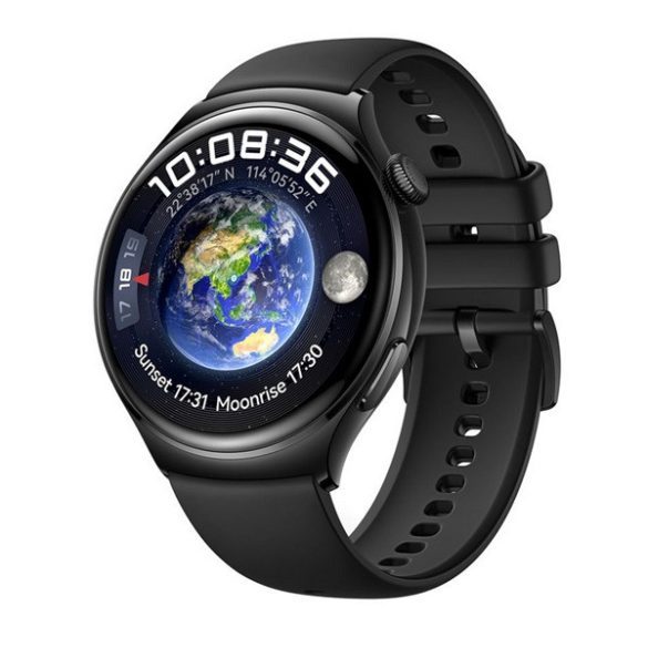 HUAWEI Watch 4 okosóra (eSIM, szilikon szíj, rozsdamentes acél, aktivitásmérő, alvásmonitor, vízálló, 46mm) FEKETE