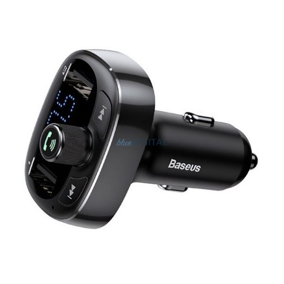 BASEUS bluetooth FM transmitter autós töltő 2 USB aljzat (36W, PD gyorstöltő, microSD kártyaolvasó) FEKETE