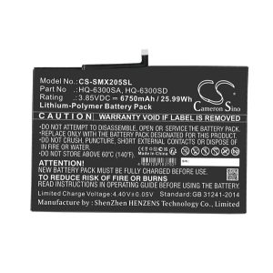 CAMERON SINO Li-Polymer akku (3.85V/6750mAh, Samsung HQ-6300SA kompatibilis) FEKETE Samsung Galaxy Tab A8 10.5 WIFI (2021) SM-X200, Samsung Galaxy Tab A8 10.5 LTE (2021) SM-X205