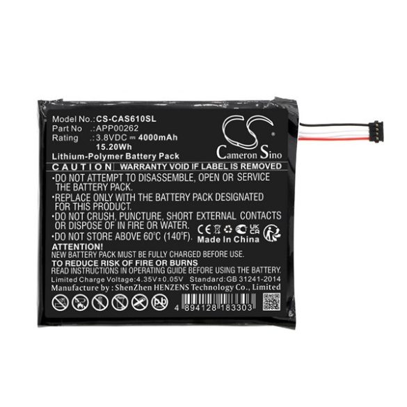 CAMERON SINO Li-Polymer akku (3.8V/4000mAh, CAT APP00262 kompatibilis) FEKETE CAT S61