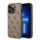 CG MOBILE GUESS 4G METAL GOLD LOGO műanyag telefonvédő (textil hátlap) BARNA Apple iPhone 14 Pro Max