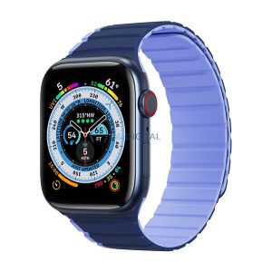 DUX DUCIS pótszíj (egyedi méret, szilikon, 3D minta, mágneses zár) KÉK Apple Watch Series 7 41mm, Apple Watch Series SE 2 40mm, Apple Watch Series 2 38mm, Apple Watch Series 3 38mm, Apple Watch