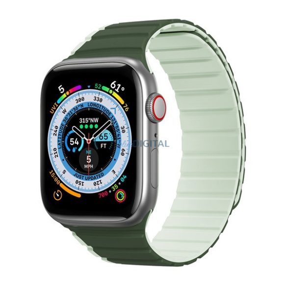 DUX DUCIS pótszíj (egyedi méret, szilikon, 3D minta, mágneses zár) ZÖLD Apple Watch Series 4 44mm, Apple Watch Series 3 42mm, Apple Watch Series 8 45mm, Apple Watch Series 5 44mm, Apple Watch Se