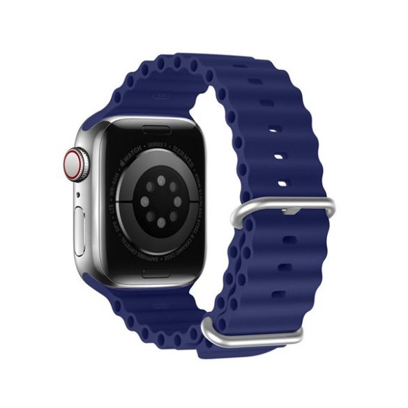 DUX DUCIS pótszíj (egyedi méret, nagy, szilikon, állítható, hullám) SÖTÉTKÉK Apple Watch Series 1 42mm, Apple Watch Series 2 42mm, Apple Watch Series 3 42mm, Apple Watch Series 4 44mm, Apple Watch Series 5 44mm, Apple Watch Series 6 44mm, Apple Wa