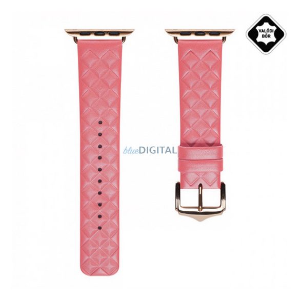 DUX DUCIS pótszíj (egyedi méret, nagy, valódi bőr, 3D rombusz) PIROS Apple Watch Series 4 44mm, Apple Watch Series 5 44mm, Apple Watch Series 6 44mm, Apple Watch Series 7 45mm, Apple Watch Series 8 45mm, Apple Watch Series SE 2 44mm, Apple