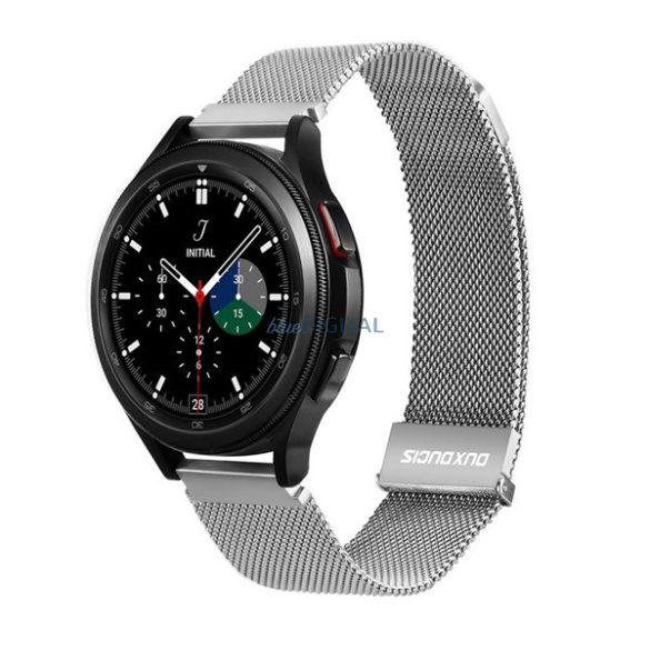 DUX DUCIS pótszíj (univerzális, 22 mm, alumínium, milánói, mágneses zár) EZÜST Huawei Watch GT Active, Huawei Watch, Huawei Watch 2, Samsung Galaxy Watch 46mm (SM-R800N), Samsung Gear S3 Fron