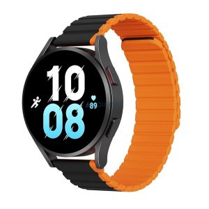 DUX DUCIS pótszíj (univerzális, 22 mm, szilikon, 3D minta, mágneses zár) FEKETE / NARANCSSÁRGA Amazfit GTR 3 Pro, Amazfit GTR 3, Amazfit GTR 2E, Mibro Watch GS, Mibro Watch X1, Mibro Watch Lite