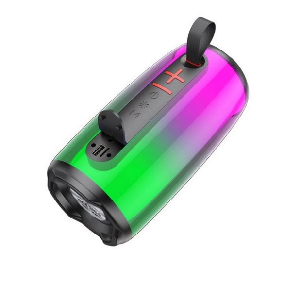 HOCO HC18 bluetooth hordozható hangszóró (v5.1, 2400mAh, 10W, kártyaolvasó, AUX kimenet, LED fény) FEKETE