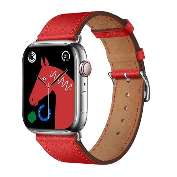 HOCO WA17 pótszíj (egyedi méret, kicsi, szilikon, bőr hatású, állítható) PIROS Apple Watch Series 1 38mm, Apple Watch Series 2 38mm, Apple Watch Series 3 38mm, Apple Watch Series 4 40mm, Apple Watch Series 5 40mm, Apple Watch Series 6 40mm, Apple Wa