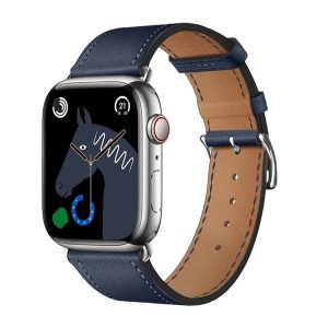 HOCO WA17 pótszíj (egyedi méret, kicsi, szilikon, bőr hatású, állítható) SÖTÉTKÉK Apple Watch Series 1 38mm, Apple Watch Series 2 38mm, Apple Watch Series 3 38mm, Apple Watch Series 4 40mm, Apple Watch Series 5 40mm, Apple Watch Series 6 40mm, Apple 