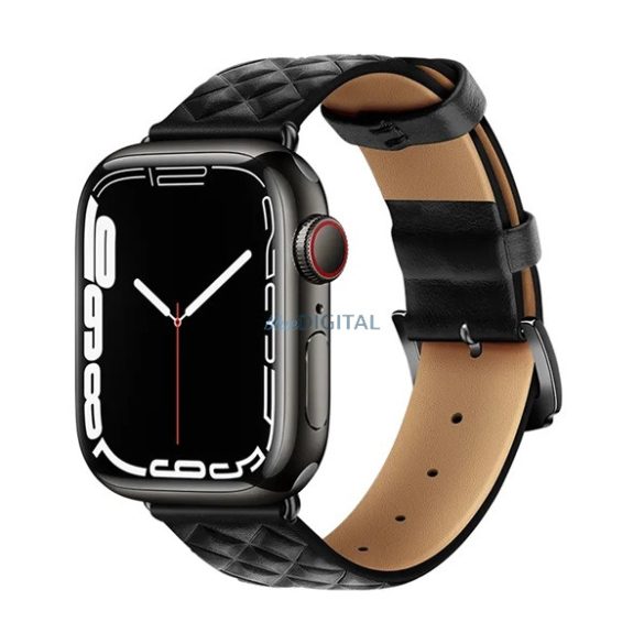 HOCO WA18 pótszíj (egyedi méret, kicsi, szilikon, bőr hatású, állítható, 3D rombusz) FEKETE Apple Watch Series 1 38mm, Apple Watch Series 2 38mm, Apple Watch Series 3 38mm, Apple Watch Series 4 40mm, Apple Watch Series 5 40mm, Apple Watch Series 6 40