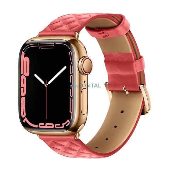 HOCO WA18 pótszíj (egyedi méret, nagy, szilikon, bőr hatású, állítható, 3D rombusz) RÓZSASZÍN Apple Watch Series 1 42mm, Apple Watch Series 2 42mm, Apple Watch Series 3 42mm, Apple Watch Series 4 44mm, Apple Watch Series 5 44mm, Apple Watch Series 6 