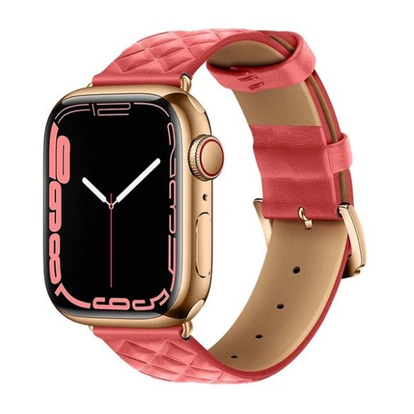 HOCO WA18 pótszíj (egyedi méret, kicsi, szilikon, bőr hatású, állítható, 3D rombusz) RÓZSASZÍN Apple Watch Series 1 38mm, Apple Watch Series 2 38mm, Apple Watch Series 3 38mm, Apple Watch Series 4 40mm, Apple Watch Series 5 40mm, Apple Watch Series 6