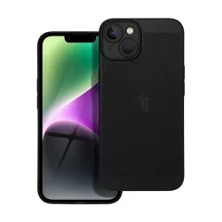   Műanyag telefonvédő (légáteresztő, lyukacsos minta, kamera védelem) FEKETE Apple iPhone 14