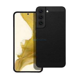 Műanyag telefonvédő (légáteresztő, lyukacsos, kameravédő) FEKETE Samsung Galaxy S22 (SM-S901)