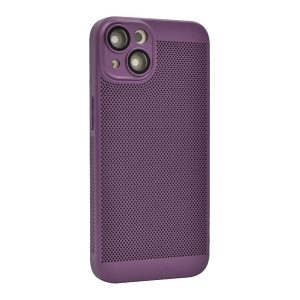 Műanyag telefonvédő (légáteresztő, lyukacsos minta, kamera védelem) LILA Apple iPhone 13