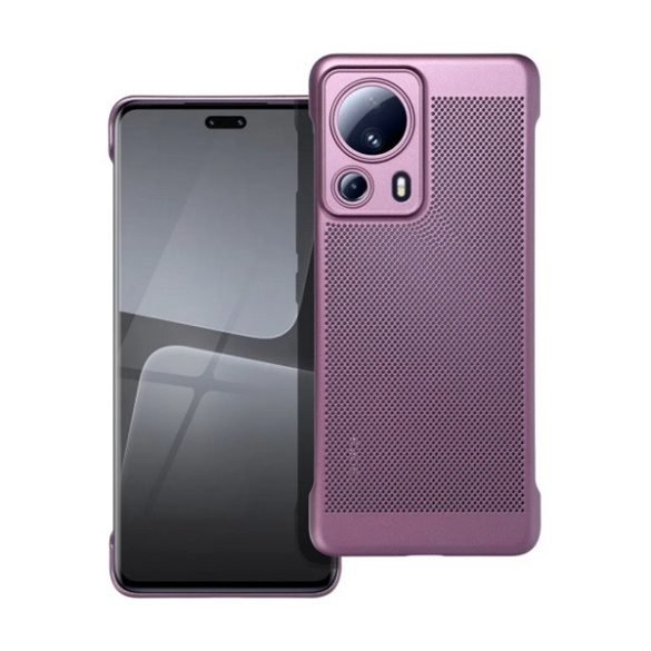 Műanyag telefonvédő (légáteresztő, lyukacsos minta, kamera védelem) LILA Xiaomi 13 Lite