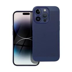  Műanyag telefonvédő (légáteresztő, lyukacsos minta, kamera védelem) SÖTÉTKÉK Apple iPhone 14 Pro