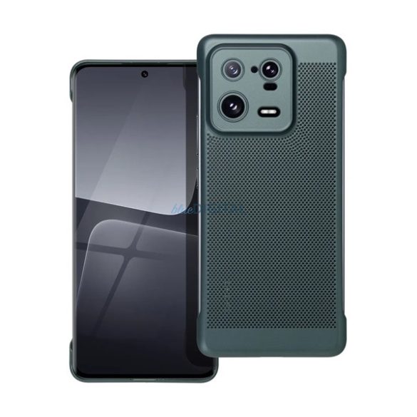 Műanyag telefonvédő (légáteresztő, lyukacsos minta, kamera védelem) SÖTÉTZÖLD Xiaomi 13 Pro